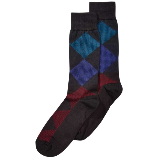  Men’s Microfiber Printed Dress Socks (Black, 7-12)