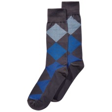 Perry Ellis Men’s Microfiber Printed Dress Socks (Gray/Blue, 7-12)
