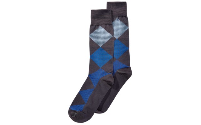  Men’s Microfiber Printed Dress Socks (Gray/Blue, 7-12)