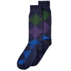 Perry Ellis Men’s Microfiber Printed Dress Socks (Navy)