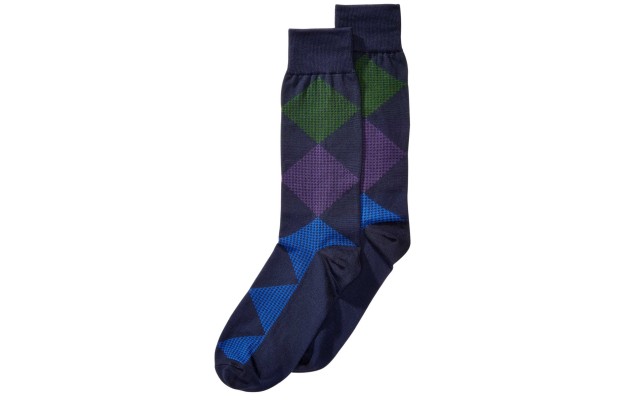  Men’s Microfiber Printed Dress Socks (Navy)