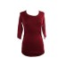  Juniors 3/4 Sleeve Ruched-Side Fine-Gauge Heather Beet Root Pullove L