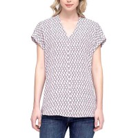 Pleione Henley Blouse Print Shirt With Front Chest Pocket