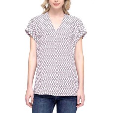 Pleione Henley Blouse Print Shirt With Front Chest Pocket
