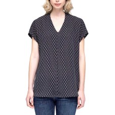 Pleione Henley Blouse Print Shirt With Front Chest Pocket