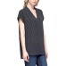  Henley Blouse Print Shirt With Front Chest Pocket