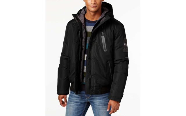 Point Zero Layered Down Ripstop Bomber Jacket Black S 7618164ME