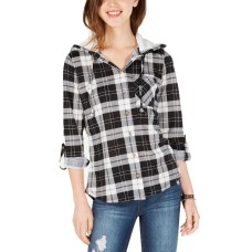 Polly & Esther Juniors’ Plaid Faux Fur-Trimmed Hoodies