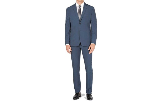 Premium Men’s Regular Suit 2 Piece Tech Two Button (Slate Gray, Large)