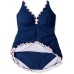  Plus Size Tummy-Control Ruffled One-Piece Swimdress