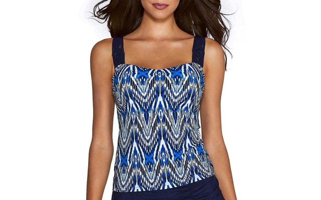  Profile Printed Tankini Top (Multi, 34 D)