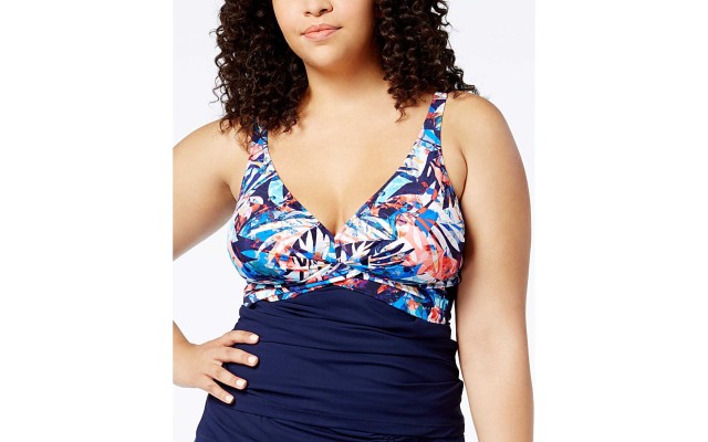  Women’s Plus Size Tahiti Tankini Top Swimsuit (Gray S/P)