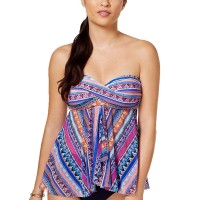 Profile by Gottex  Women’s Tapestry Bandeau Flyaway  Swimsuit Tankini Top (Multicolor, 6)