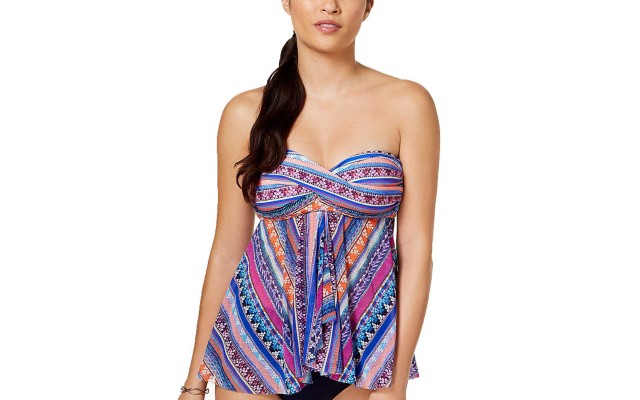   Women’s Tapestry Bandeau Flyaway  Swimsuit Tankini Top (Multicolor, 6)