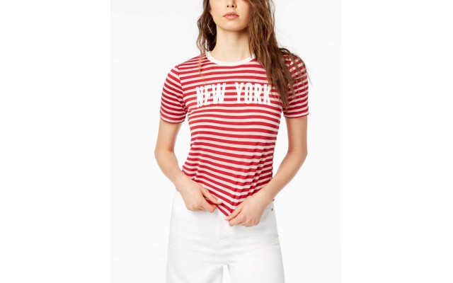 New York Striped T-Shirt (White-Red, S)
