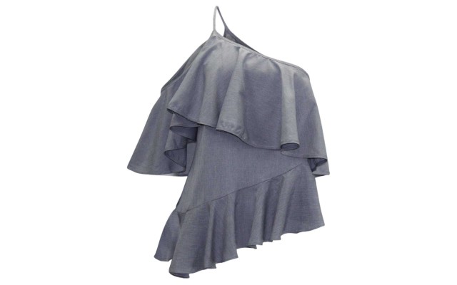 RACHEL  Flounce Top (Medium Blue, M)