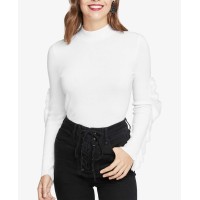 RACHEL Rachel Roy Ruffled Sweater (White, S)