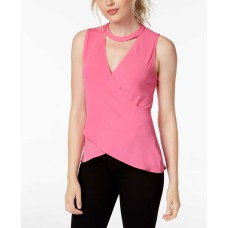 Rachel Roy Cross-Front Keyhole Top (Vivid Pink, XXL)