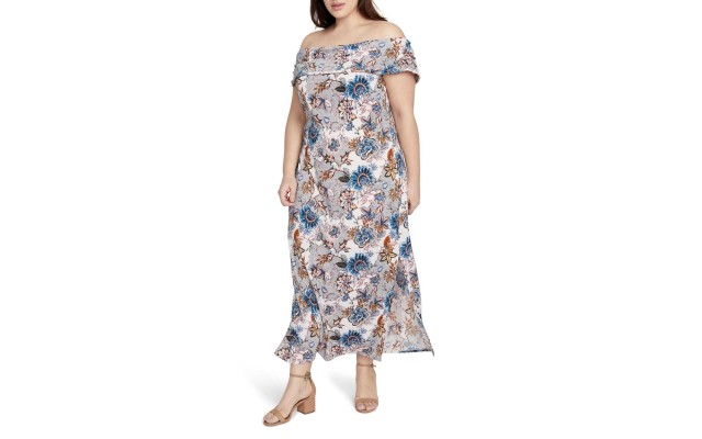  Plus Size Women’s Wonderlust Off The Shoulder Maxi Dress (Blush, 3X)