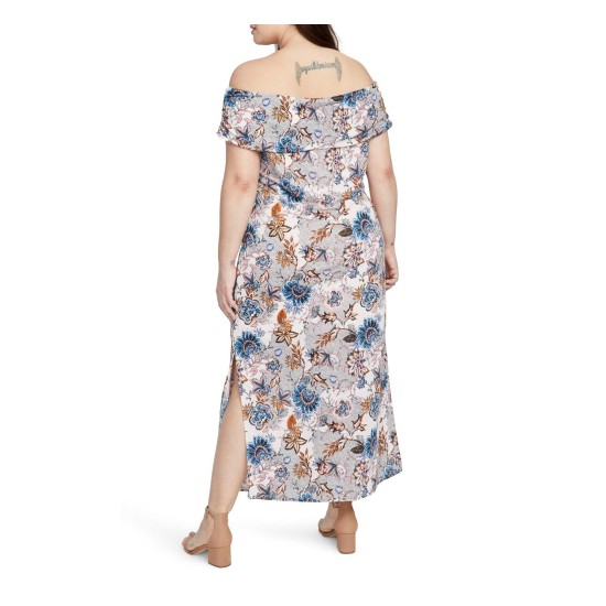  Plus Size Women’s Wonderlust Off The Shoulder Maxi Dress (Blush, 3X)