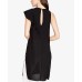  Womens Ruffle-Trimmed Tunic Dress (Black, S)