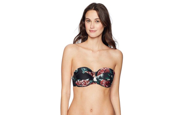  Women’s Swim Bra Top with Molded Underwire (Secret Garden Black, XS)