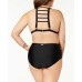  Plus Size Strappy-Back Top Women’s Swimsuit (Black, 24W)