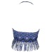  In Your Dreams Bali Fringe Bikini Top Swimsuit (Blue, Small)