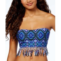 Raisins In Your Dreams Bali Fringe Bikini Top Swimsuit (Blue, Small)