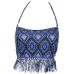  In Your Dreams Bali Fringe Bikini Top Swimsuit (Blue, Small)