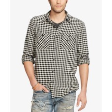 Ralph Lauren Denim & Supply  Mens Checked Long-Sleeve Regular Fit Shirt (Black,  L)