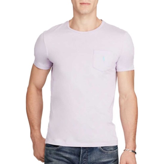  Jersey Pocket Crew Neck T-Shirt (Purple, S)