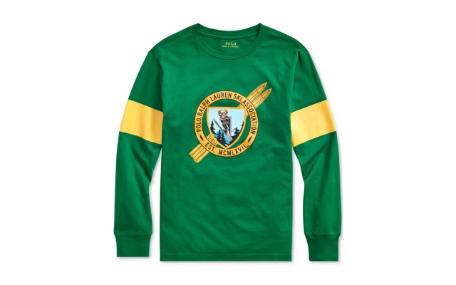 Kids Skiing Teddy Bear Shirt (Green, XL)