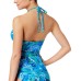 Ralph Lauren Lauren Blue Multi Tummy Control High-Neck Keyhole Tankini Top (Blue, 4)