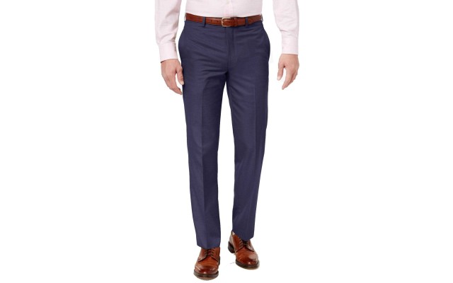Ralph Lauren Mens Flat Front Checked Trousers (Navy, 38X32)