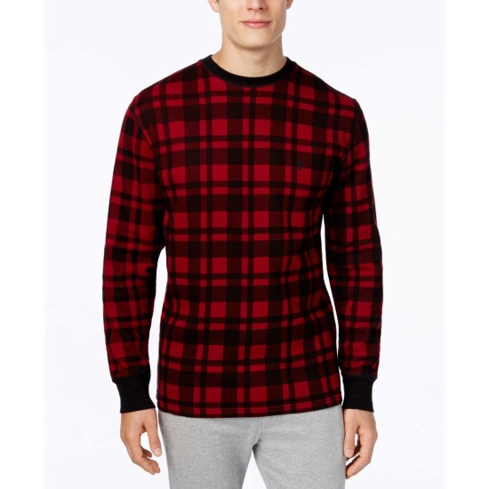 Ralph Lauren Men’s Plaid Waffle-Knit Thermal Crew (Red, S)