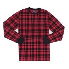 Ralph Lauren Men’s Plaid Waffle-Knit Thermal Crew (Red, S)