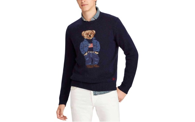 Ralph Lauren Men’s Polo Bear Classic Fit Sweater (Navy, Large)