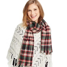 Ralph Lauren Mohair Plaid Scarf (Hunt Club Green, One Size)