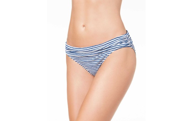  – Painterly Stripe Banded Hipster Women’s Swimwear (Natural, 4)