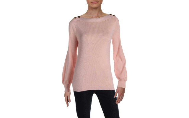 Ralph Lauren Womens Boatneck Long Sleeves Sweater (Oxford Pink, S)