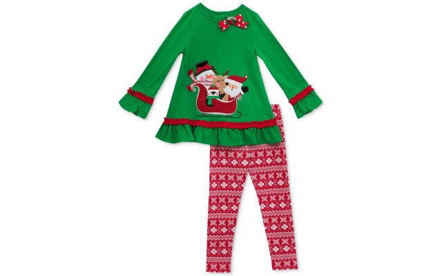  Baby Girls’ 2-Pc. Tunic & Leggings Set – Light Green (6-9 months)