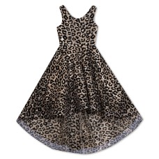 Rare Editions Big Girls Flocked Animal-Print High-Low Dresses