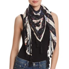 Rebecca Minkoff Pressed Flowers Scarf (One Size, Black)