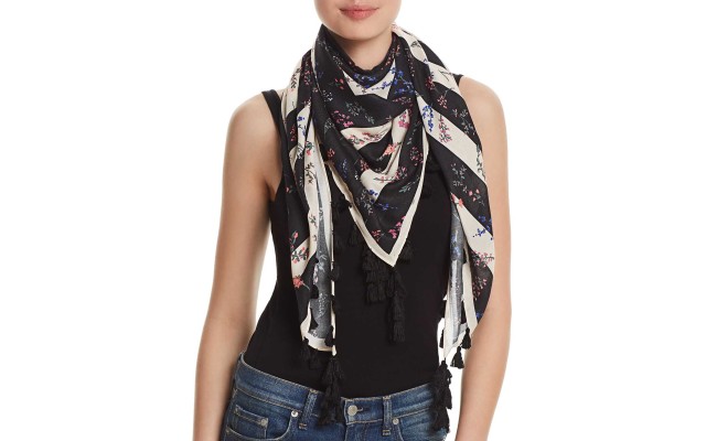  Pressed Flowers Scarf (One Size, Black)