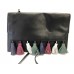  Sofia Tassel Leather Clutch (Black / Multi)