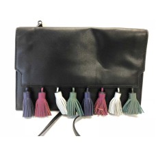 Rebecca Minkoff Sofia Tassel Leather Clutch (Black / Multi)