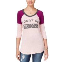 Rebellious One Juniors’ Sassy Colorblocked Graphic Tee (Blush Deep, Large)