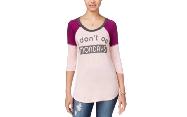  Juniors’ Sassy Colorblocked Graphic Tee (Blush Deep, Large)