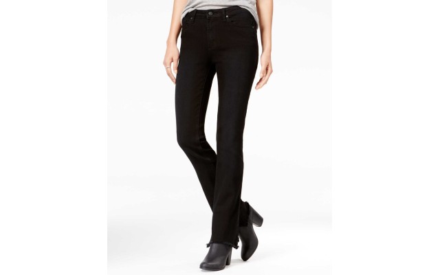  Girl's Performance Stretch Tulip Flare Junior Jeans, Black, 7/28